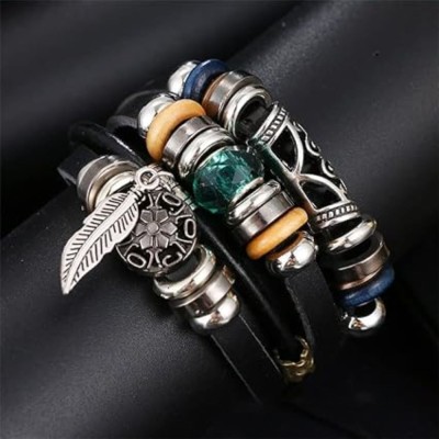 Karishma Kreations Metal, Brass, Crystal, Dori, Alloy, Leather Opal Silver, Platinum Bracelet