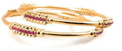 CM FASHIONS Copper Ruby Gold-plated Bangle Set(Pack of 2)