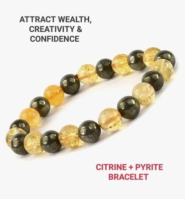 VIBESLE Pyrite, Stone, Citrine Beads, Crystal Charm Bracelet