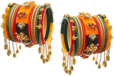 CHURA KING Alloy Pearl Bangle Set(Pack of 10)