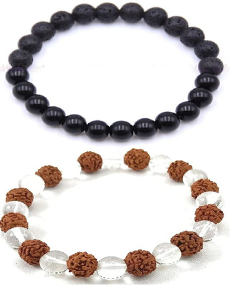 HouseOfCommon Stone, Crystal, Rudraksha Bracelet(Pack of 2)