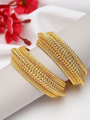 RUSHIKHACOLLECTIONS Brass Gold-plated Bangle Set(Pack of 2)