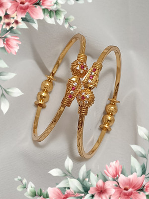 HEER HENI Alloy Cubic Zirconia Gold-plated Bangle(Pack of 2)