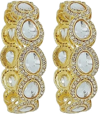 jayajwell Alloy Cubic Zirconia Gold-plated Bangle Set(Pack of 2)