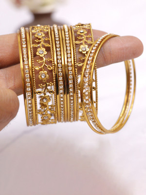 Honbon Metal, Stone, Alloy Zircon Bangle Set(Pack of 14)