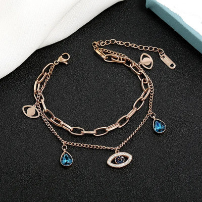 Miami Metal, Stone, Crystal, Alloy, Steel, Stainless Steel Cubic Zirconia, Diamond, Crystal Gold-plated Bracelet