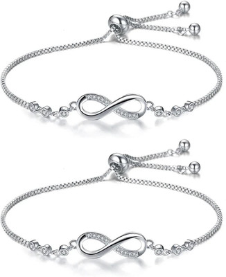 PIXFLIX Stainless Steel Charm Bracelet(Pack of 2)