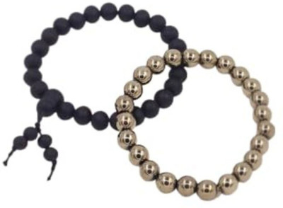 GemVastu Wood, Crystal, Golden Pyrite Beads Bracelet(Pack of 2)