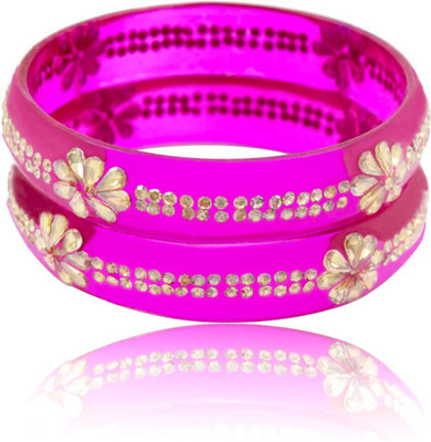 Shahi Pehnawa Glass Cubic Zirconia Bangle Set(Pack of 2)