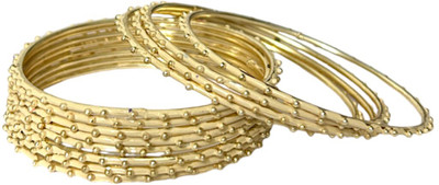 ACCESSHER Brass Gold-plated Bangle Set(Pack of 12)