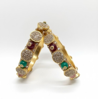 chitranshienterprises Alloy Cubic Zirconia Bangle Set(Pack of 2)