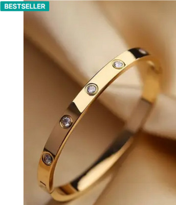 SHUCHI Stainless Steel Cubic Zirconia Gold-plated Kada