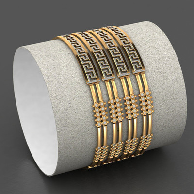 CYGNI Brass Gold-plated Bangle(Pack of 4)