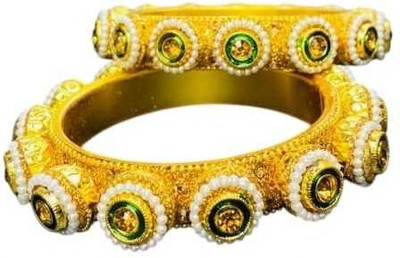 ROHIDAZ Alloy Cubic Zirconia Gold-plated Kada(Pack of 2)