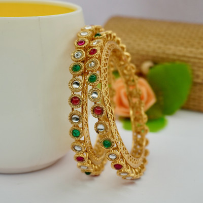 Panini Jewels Copper Diamond, Crystal Gold-plated Bangle Set(Pack of 2)
