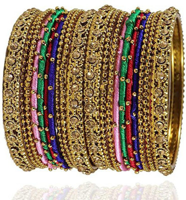 OJHA Metal, Fabric Zircon Bangle Set(Pack of 10)