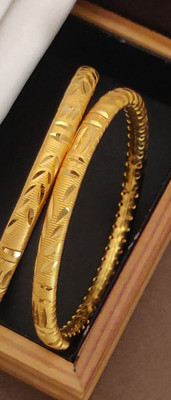 NIrjaaFashion Brass Gold-plated Bangle Set(Pack of 2)
