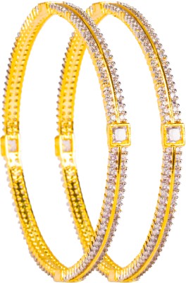 Zevarly Alloy Cubic Zirconia Gold-plated Bangle Set(Pack of 2)