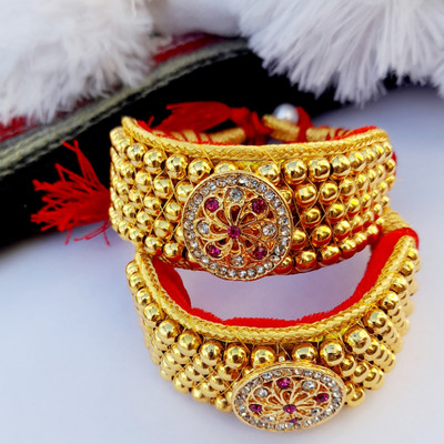 Dhanlaxmi Creation Alloy Beads Gold-plated Bracelet(Pack of 2)