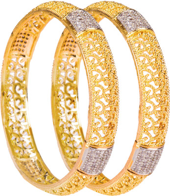 Zevarly Alloy Zircon Gold-plated Bangle Set(Pack of 2)