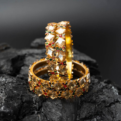 Mamon Creations Alloy Gold-plated Bangle Set(Pack of 4)