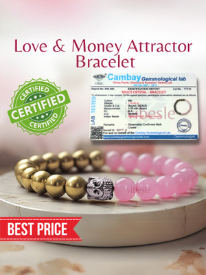 VIBESLE Stone, Rose Quartz, Golden Pyrite Beads, Crystal Charm Bracelet