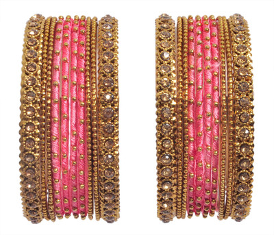 Amika Metal Zircon Gold-plated Bangle Set(Pack of 20)