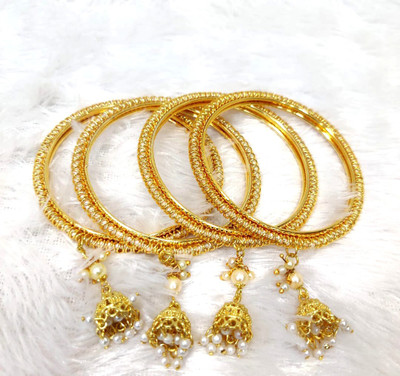 CHURA KING Alloy Gold-plated Bangle Set(Pack of 4)
