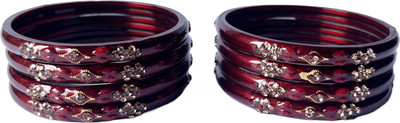 Karaavi Glass Crystal Enamel Bangle Set(Pack of 8)