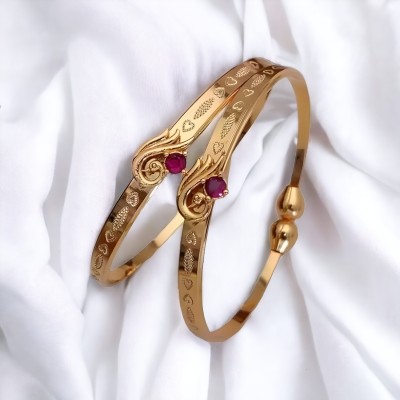 Gimiss Brass Ruby Gold-plated Kada(Pack of 2)