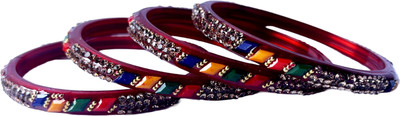 Bhooprama Glass Crystal Enamel Bangle Set(Pack of 4)