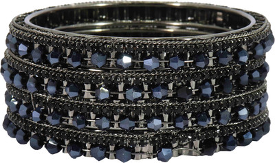 ZULKA Metal Pearl, Zircon Bangle Set(Pack of 4)