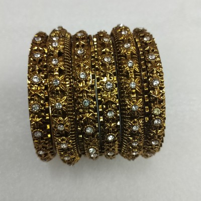 NescoJew Metal Beads Gold-plated Bangle Set(Pack of 6)