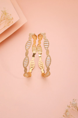 Sangria Brass Diamond Gold-plated Bangle Set(Pack of 2)