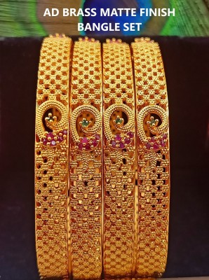 Atulya Brass Cubic Zirconia, Diamond Gold-plated Bangle Set(Pack of 4)