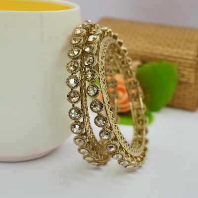 Panini Jewels Alloy Crystal Gold-plated Bangle Set(Pack of 2)