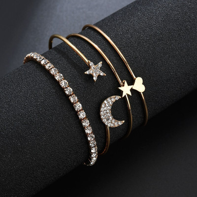 Vembley Alloy Cubic Zirconia Gold-plated Bracelet Set(Pack of 4)