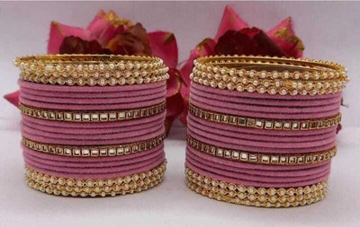 Ha Meem Metal, Alloy Pearl Bangle Set(Pack of 10)