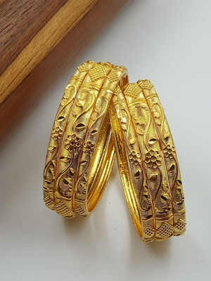 gb creation Brass Beads Gold-plated Bangle Set(Pack of 6)