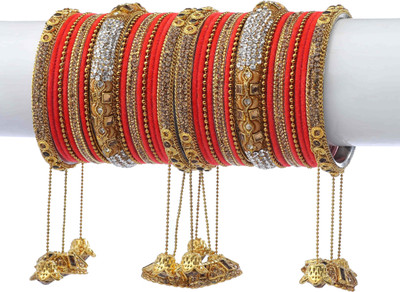 Rijoli Metal Zircon Gold-plated Bangle Set(Pack of 34)