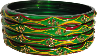 Sheetal Glass Crystal Gold-plated Bangle Set(Pack of 4)