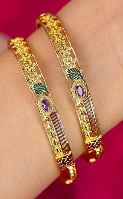 Swarnaari Brass Gold-plated Bangle Set(Pack of 2)