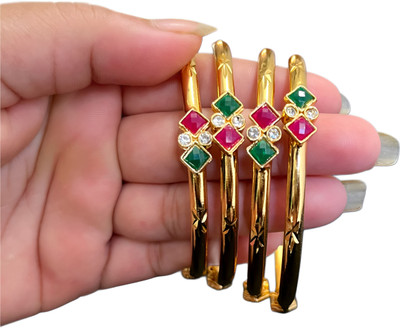 Ratnalok Brass Alexandrite Gold-plated Bangle(Pack of 4)
