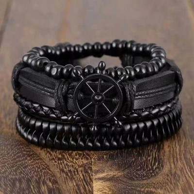 University Trendz Leather Charm Bracelet(Pack of 4)