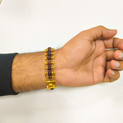 Fablyfe Rudraksha Beads Gold-plated Bracelet
