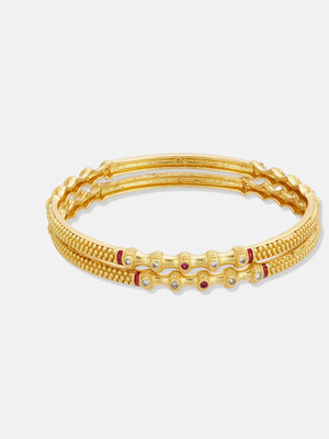 Atibelle Brass Gold-plated Bangle Set(Pack of 2)