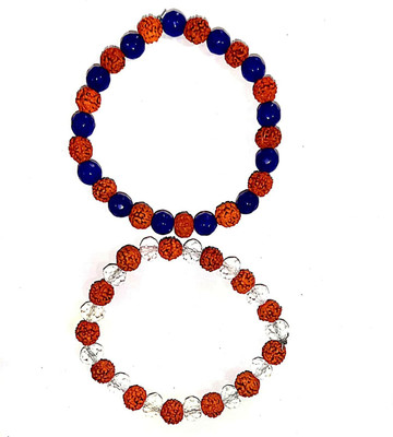 DIVINE SOUVENIRS Rudraksha Crystal Bracelet Set