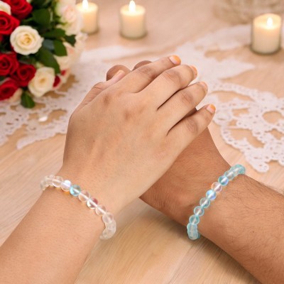 THE JEWELRSH Clear Quartz Beads Bracelet Set(Pack of 2)