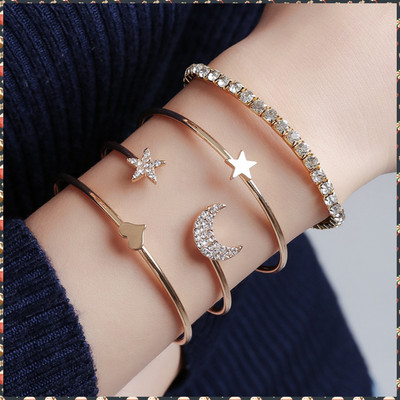 Vimich Alloy Cubic Zirconia Gold-plated Bracelet Set(Pack of 4)