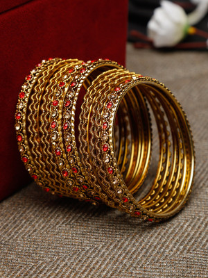 Shining Diva Alloy Crystal Gold-plated Bangle(Pack of 12)